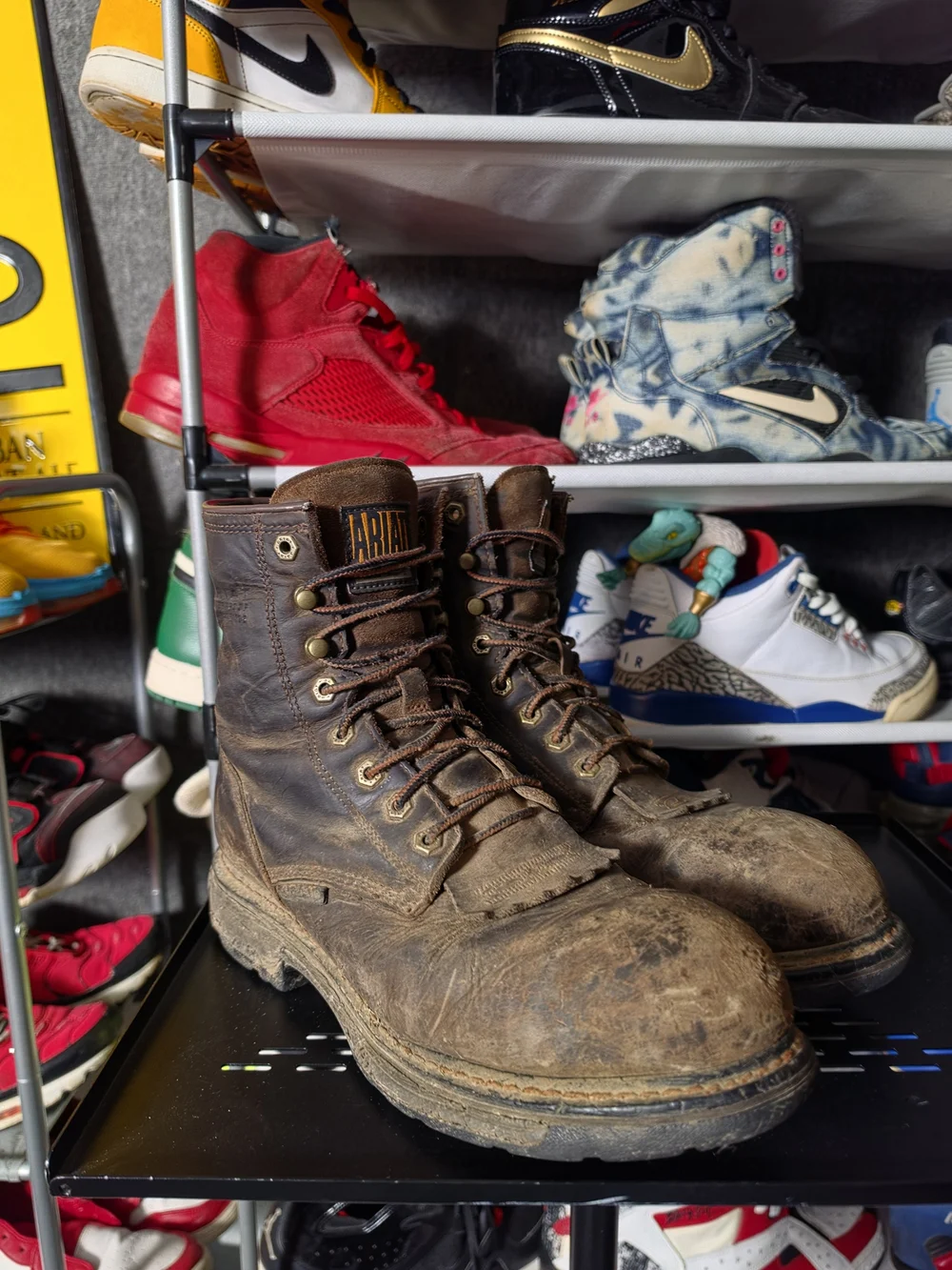 🔥 Ariat Men's Brown Work Boots Men Size 9.5 D Rugged Leather Lace Up